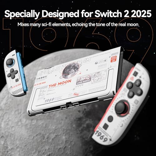 GeekShare Hard Case Compatible with Nintendo Switch 2 (2025), Anti-Scratch Dockable Protective Cover for Switch 2 with Detachable Joysticks, The Moon (Moonlight White) - color: The Moon-White