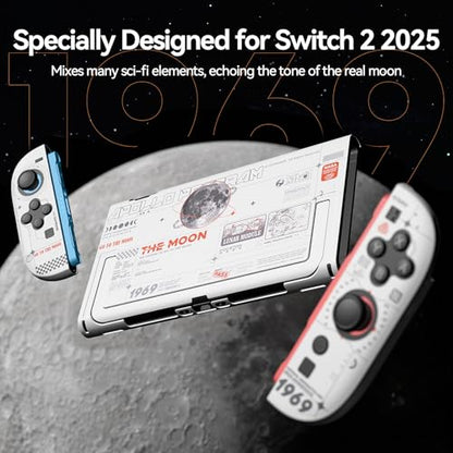 GeekShare Hard Case Compatible with Nintendo Switch 2 (2025), Anti-Scratch Dockable Protective Cover for Switch 2 with Detachable Joysticks, The Moon (Moonlight White) - color: The Moon-White
