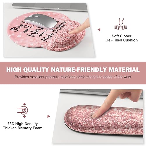 ToLuLu Desk Mat, XXL Large Mouse Pad Wrist Support Set，4 in1 Gaming Mousepad Desk Pad+ Ergonomic Mouse Pad with Wrist Rest + Keyboard Wrist Rest+Coaster for Women Home Office Table, Pink Stay Positive - color: Pink Stay Positive