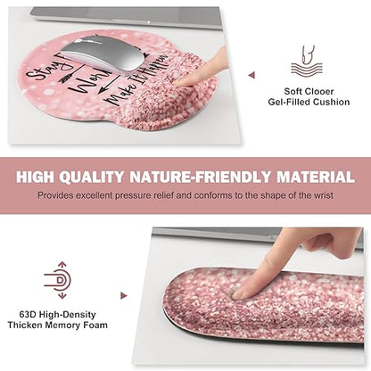 ToLuLu Desk Mat, XXL Large Mouse Pad Wrist Support Set，4 in1 Gaming Mousepad Desk Pad+ Ergonomic Mouse Pad with Wrist Rest + Keyboard Wrist Rest+Coaster for Women Home Office Table, Pink Stay Positive - color: Pink Stay Positive
