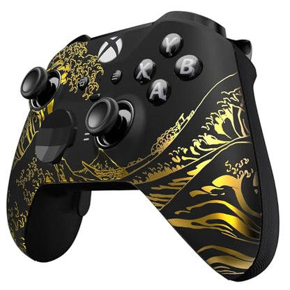 Custom Controllerzz Elite Series 2 Controller Compatible With Xbox One, Xbox Series S, and Xbox Series X (Golden Waves) - color: Golden Waves