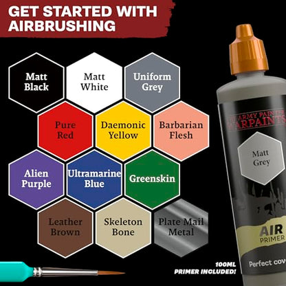 The Army Painter, Airbrush Starter Bundle | Air Starter Set, pennello DipIt, Air Anti-Shine Varnish, Airbrush Cleaner e medium, per DnD e Warhammer - color: Airbrush Starter Bundle
