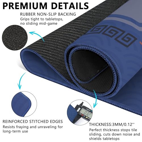 Mahjong Mat with Carrying Bag and 3 Dice, 31.5" X 31.5" Noise Reduction Mahjong Table Cover, Mahjong Lovers Gifts Non Slip Gaming Mat for Board Tile Games Poker Card Dominoes Party Weekly Game Nights - color: A04