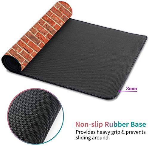 Desk Pad Mat Gaming Mouse Pads with Coasters Set, Stitched Edges Design Mouse Pad XXL Large Mouse Pad for Laptop Computers Red Brick Wall Pattern Desk Writing Mat for Office & Home 31.5"x 11.8" - color: Red Brick Wall Pattern