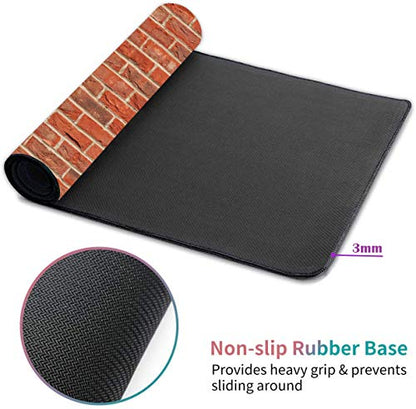 Desk Pad Mat Gaming Mouse Pads with Coasters Set, Stitched Edges Design Mouse Pad XXL Large Mouse Pad for Laptop Computers Red Brick Wall Pattern Desk Writing Mat for Office & Home 31.5"x 11.8" - color: Red Brick Wall Pattern