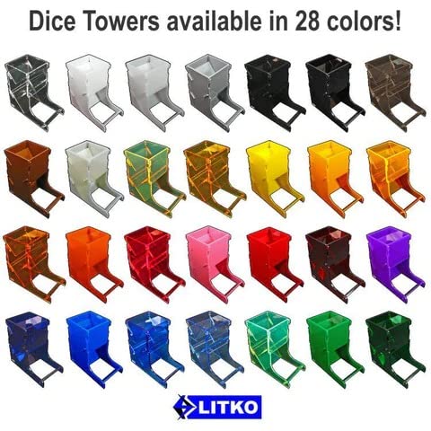LITKO Dice Tower | TTRPG & Board Games | Fluorescent Yellow | Contains rolls, no dice off the table | Fits 16-25mm D6 & polyhedral sets | 5in tall | Laser-cut acrylic | Assembly required - color: Fluorescent Yellow