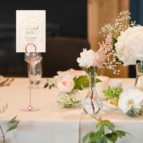Urban Deco 16 Pieces Table Card Holder 8 inches Table Number Holders Place Steel Card Holders for Photos, Food Signs, Memo Notes, Weddings, Restaurants, Birthdays (Rosegold) - color: Rosegold