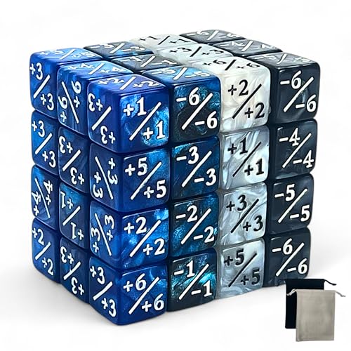 Luck Lab MTG Magic Life Counter Dice, 48 PCS - Compatible w/Magic Card Game Accessories, CCG Creature Stats w/ 2 Dice Bags (Blue Pearl, Blue Swirl, White Pearl, Black Pearl) - color: Blue Pearl, Blue Swirl, White Pearl, Black Pearl