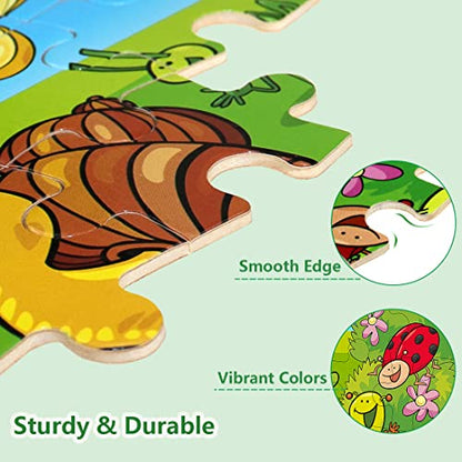 Puzzles for Kids Ages 3-5 24 Piece Wooden Puzzles 6 Pack | Colorful Toddler Jigsaw Puzzles, Educational Learning Toys, Birthday Gifts for Boys Girls