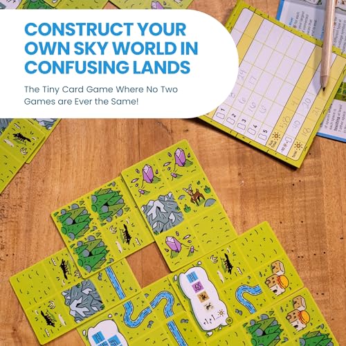 Confusing Lands | Whimsical Themed Travel Size Board Game You Can Play Anywhere | Strategic Card Placement Game | Solo Board Game | 1 - 2 Players, Ages 12+ | Easy to Learn and Play | Tiny Game Series
