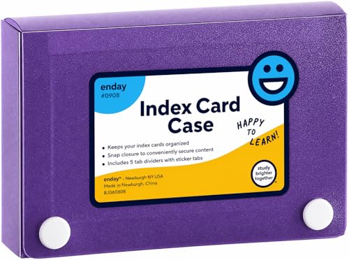 Enday Index Card Holder 3x5, Purple Index Card Case with 5 Tab Dividers, Index Card Organizer, Flash Card Holder, Holds 100 Cards. - color: PURPLE, size: 1