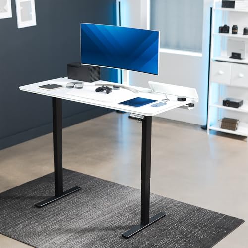 VIVO White 60 x 30 in Standing Desk, DESK-KIT-1B6-P3W | Electric, Holds 220 lbs, Sit Stand, Height Adjustable, Cable Tray, Full-Size Mouse Pad, Office Furniture, Black Frame - color: White Top / Black Frame, size: 60 x 30