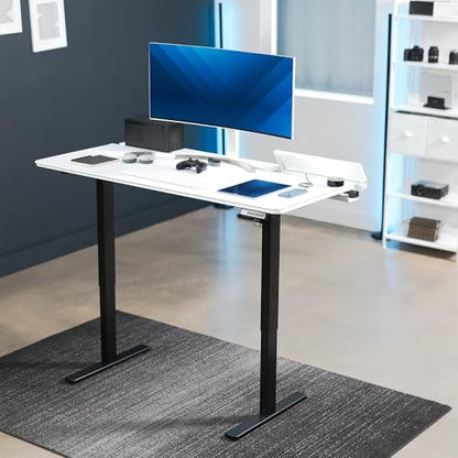 VIVO White 60 x 30 in Standing Desk, DESK-KIT-1B6-P3W | Electric, Holds 220 lbs, Sit Stand, Height Adjustable, Cable Tray, Full-Size Mouse Pad, Office Furniture, Black Frame - color: White Top / Black Frame, size: 60 x 30
