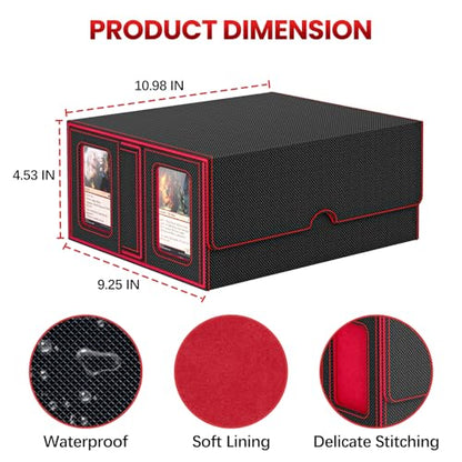 Gomyrod Card Deck Box with 4 Commander Display & Dice Tray (Black & Red) | 7 In 1 MTG Commander Deck Box, Fits 240+ Toploader Cards, Removable Deck Case, Compatible for Magic/TCG/Sports/Baseball Cards - color: Black & Red