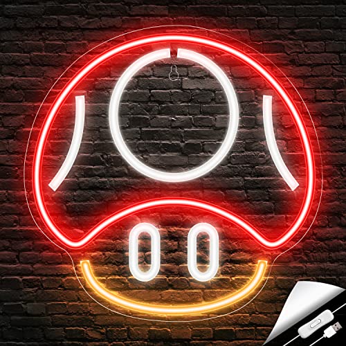 Kavaas Gaming Neon Sign, Mushroom Neon Sign for Game Room Decor, Man Cave, Kids Room - Gaming Mushroom Wall Decor - Gamer Gifts for Boys, Kids (Red) - color: Mushroom1_Red