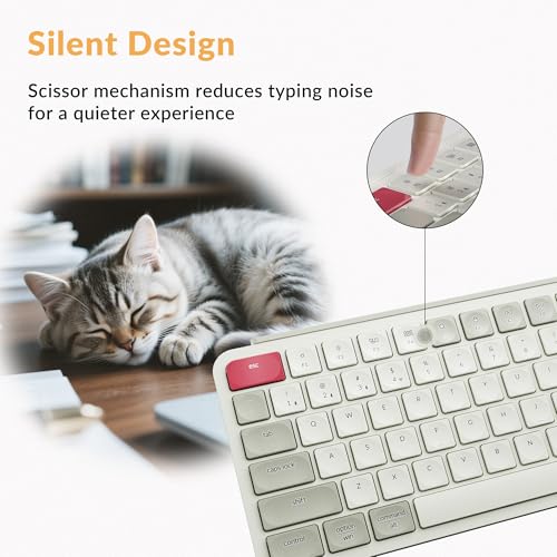 Keychron B1 Pro Ultra-Slim ZMK/Launcher Wireless Bluetooth 2.4 GHz/Wired Connection Keyboard for Mac Windows Linux - Retro Red - color: Retro Red