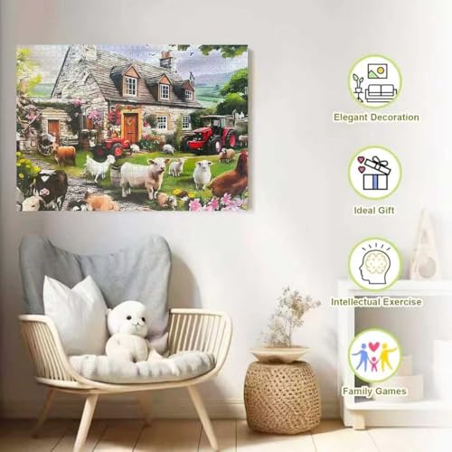 Farm Animal 1000 Piece Puzzle for Adults,Puzzles for Adults 1000 Pieces,Hard Difficult and Challenging Mosaic Jigsaw Puzzles Toy Games 1000Pieces 27.5 X 19.7inch - color: Farm Animal