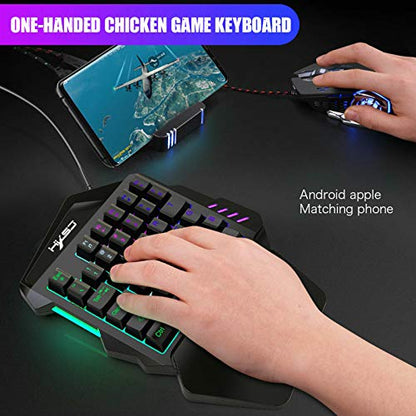 YONGX One Handed Keyboard and Mouse Gaming Combo ,35keys Wired RGB Backlit Gaming Mini Keypad Set with Wrist Rest Portable for PC/Laptop/Switch/PS4/Xbox ONE