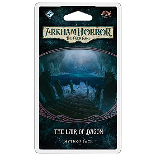 Arkham Horror The Card Game The Lair of Dagon Mythos Pack - Descend Into The Heart of Conspiracy! Cooperative Living Card Game, Ages 14+, 1-4 Players, 1-2 Hour Playtime, Made by Fantasy Flight Games - size: Mythos Pack, style: The Lair of Dagon