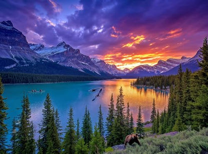 Cross & Glory | Jigsaw Puzzles for Adults | The Last Light of the Rockies | Canadian Rockies Sunset Landscape with Mountains & Turquoise Lake | Epic Wilderness Puzzle | Satin Finish | Ages 14+ - color: The Last Light of the Rockies