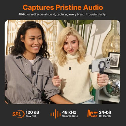 Saramonic Air SE Wireless Lavalier Microphone for for iPhone & Android — Dual Receiver (USB-C + Lightning), AI Noise Cancellation, 48kHz/24bit for YouTube, Podcast, Interview
