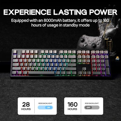EPOMAKER TH108 Full Size Mechanical Keyboard, Wireless Gaming Keyboard with 8000mAh Battery, Creamy Gasket, 108 Keys, Hot Swap, Custom Driver, RGB Backlight (Black, Creamy Jade) - color: Black, size: Creamy Jade