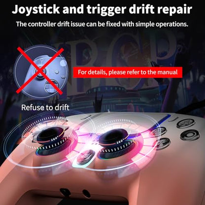 NBCP for PlayStation 5 Wired Game Controller,Compatible With PS5, PS4,PC and Steam Gamepads,Dual Vibration and Hall Effect Triggers,6-Axis Gyroscope,Turbo Function and 3.5mm Headphone Jack - color: Rose Gold