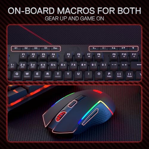 Redragon S142 Combo, K515 PRO Membrane Gaming Keyboard, M693 4800 DPI Mouse | 4 On-the-Fly Combos, No Software Needed, 0-Delay Cordless Both Devices, 7-Button Precision, Shared Dongle, On-Board CPI Mice - color: S142