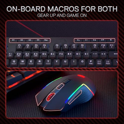 Redragon S142 Combo, K515 PRO Membrane Gaming Keyboard, M693 4800 DPI Mouse | 4 On-the-Fly Combos, No Software Needed, 0-Delay Cordless Both Devices, 7-Button Precision, Shared Dongle, On-Board CPI Mice - color: S142