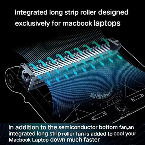 Laptop Cooling Pad for MacBook Air Pro 14 15 16 17 Inch, Semiconductor Cooler with Integrated Roller Fan, 5 Height Adjustment Ergonomic Design, Low Noise Quiet Operation for Mac Notebook - color: white