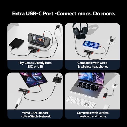 AR Glasses Adapter for Steam Deck/Switch 2/ROG Ally X, 4K@60Hz/2K@120Hz, 100W PD Charging, 10Gbps Data, No Dock Needed, for XREAL/Rokid, iPhone 17/16/15 Pro/iPad/Laptop, - color: Black & Orange