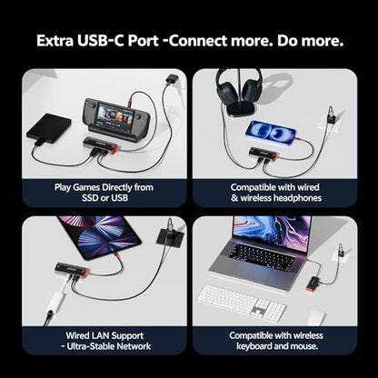 AR Glasses Adapter for Steam Deck/Switch 2/ROG Ally X, 4K@60Hz/2K@120Hz, 100W PD Charging, 10Gbps Data, No Dock Needed, for XREAL/Rokid, iPhone 17/16/15 Pro/iPad/Laptop, - color: Black & Orange
