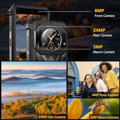 FOSSIBOT F101P Rugged Call Phone，Android 13 7GB+64GB /1TB Rugged Smartphone 10600mAh Unlocked Phone 123dB Loud Volume Phone 5.45" 24MP+8MP Camera Waterproof Smartphone 4G Dual SIM OTG Octa-core 18W - color: Black