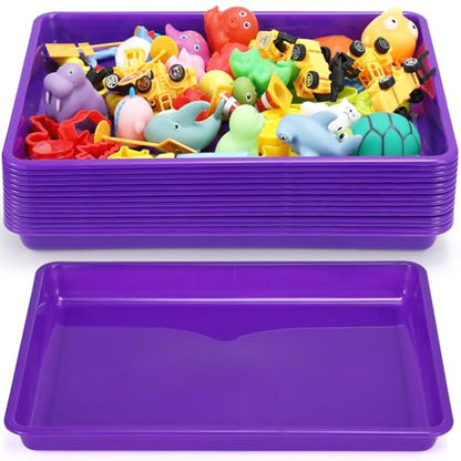 Maitys 15 Pack Plastic Art Trays 12 x 16 Inch Activity Crafts Trays Sensory Tray DIY Projects, Painting, Beads, Jewelry Office Home Organizer Arts and Crafts Supplies(Purple) - color: Purple