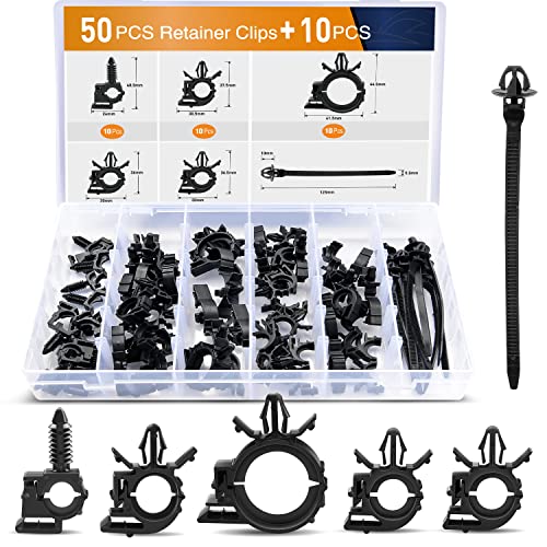 GOOACC 60Pcs Car Wire Loom Routing Clips Assortment - 6 Different Sizes Universal Wiring Harness Routing Clip Replacement Parts for Honda GM Mazda - color: 60pcs Wire Routing Clips