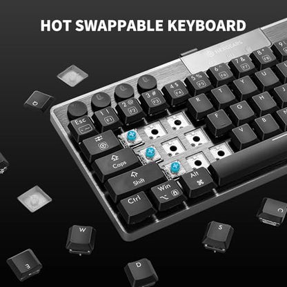 Hexgears A1 Low Profile Wireless Mechanical Keyboard - 60% Compact TKL, Bluetooth 5.0/2.4GHz/Wired USB C Hot Swappable Clicky Switch, RGB Backlit Mini Portable Gaming Keyboard Aluminum for PC/MAC - size: A1 - Mini, style: Clicky