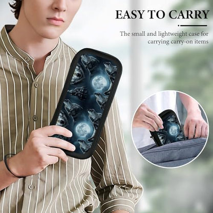PPIKTC Portable Protective Carrying Case Compatible with Nintendo Switch, Full Moon Wolf Hard Shell Shockproof Storage Bag with 15 Games Accessories - color: Design (329)