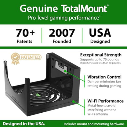 TotalMount for Xbox Series X – Pro Quality, Cooling, Level, Stops Vibration | Designed in USA – Wall Mount Secures Each Side to Prevent Falls – Damper Minimizes Fan Rattling During Gaming - size: Standard Bundle: Wall Mount