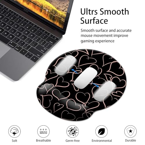 Gaming Mouse Pad Wrist Support,Ergonomic Mouse Pad with Wrist Rest,Comfortable Mousepad with Smooth Wrist Rest,Pain Relief Mouse Pads for Non-Slip Base,Computer,Laptop,Office，Home（Love） - color: Love