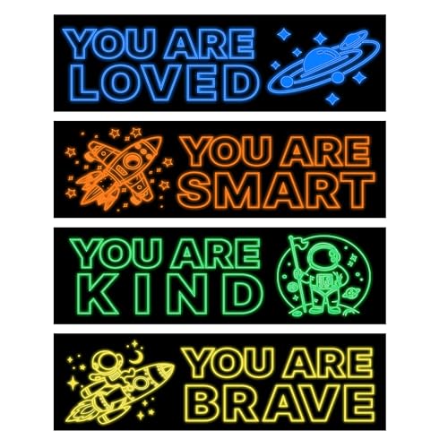 4 Pcs Glow in The Dark Astronaut Wall Stickers, Space Astronaut Inspirational Wall Decor for Boys Room, Kids Bedrooms Game Rooms Nursery Decorations, 4 Colors - color: Luminescent-022wscp-multi