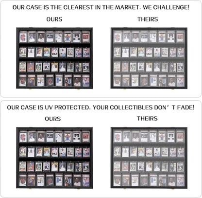 VERANI 36 Graded Sports Baseball Card Display Case Wall Mount Black 3PC | Lockable Trading Card Wall Cabinet,98% UV Block Acrylic Panel,Premium Wood Frame,Vertical Wall Mount Only - size: Large-Horizontal-Black-3Pack