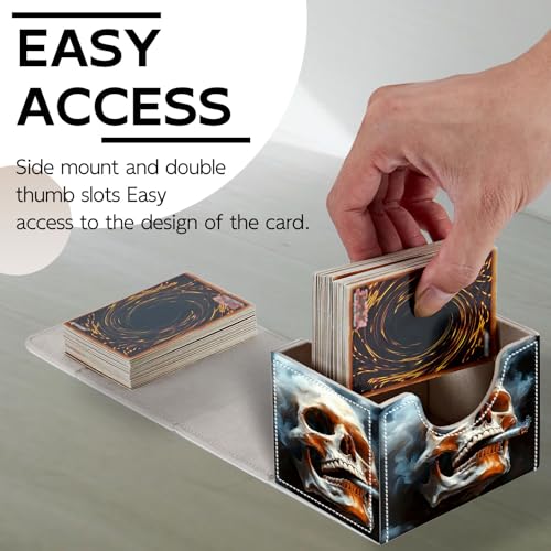 Trading Card Storage Box, Holds 100+ for MTG Cards, Premium PU Leather with Magnetic Closure, Skull Smoking A Cigarette Durable Deck Box for Magic the Gathering, Trading Card Games - color: Skull Smoking A Cigarette