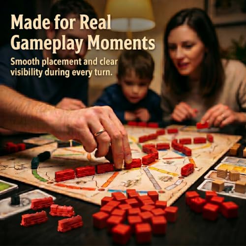 Replacement Train Pieces Compatible with Ticket to Ride (Red) | Includes 45 standard train tokens, one marker and additional spare trains. - color: Red