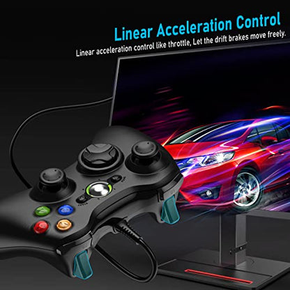 Etpark X-Box 360 Controller Wired, Gamepad Controller with Wired USB for Microsoft X-Box 360 & Slim Console and PC Windows XP/7/8/10, with Upgraded Joystick, Black - color: Black-wired