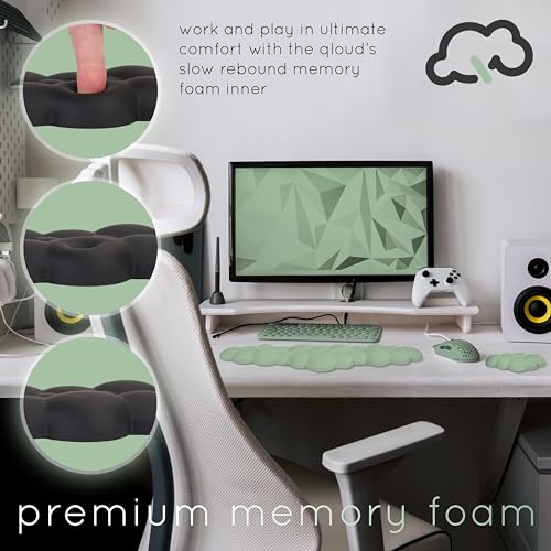 Green Cloud Keyboard Wrist Rest – Create-ables Qloud Green Wrist Rest for Computer Keyboard and Mouse, Ergonomic Memory Foam Wrist Pad with Non-Slip Base, Includes Cloud Mouse Pad - color: 05 Pastel Green