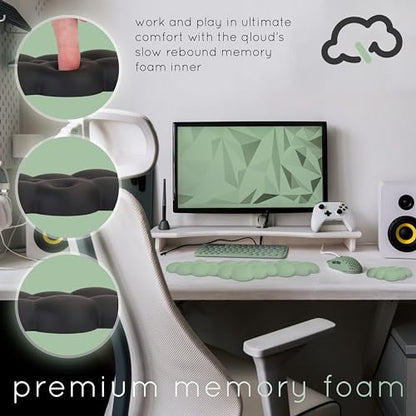 Green Cloud Keyboard Wrist Rest – Create-ables Qloud Green Wrist Rest for Computer Keyboard and Mouse, Ergonomic Memory Foam Wrist Pad with Non-Slip Base, Includes Cloud Mouse Pad - color: 05 Pastel Green