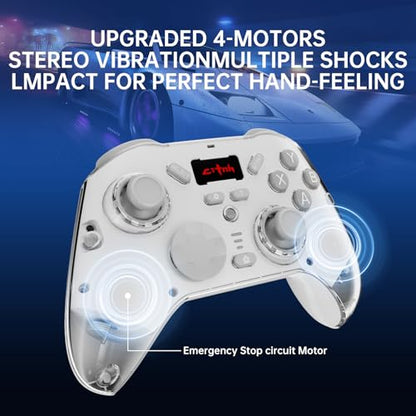 hosowe Wireless Mobile Gaming Controller Compatible for PC/Switch/Android/iOS, Interactive Screen PC Controller with Programmable, Hall Effect Joysticks&Triggers, Vibration, Motion Control (White) - color: White