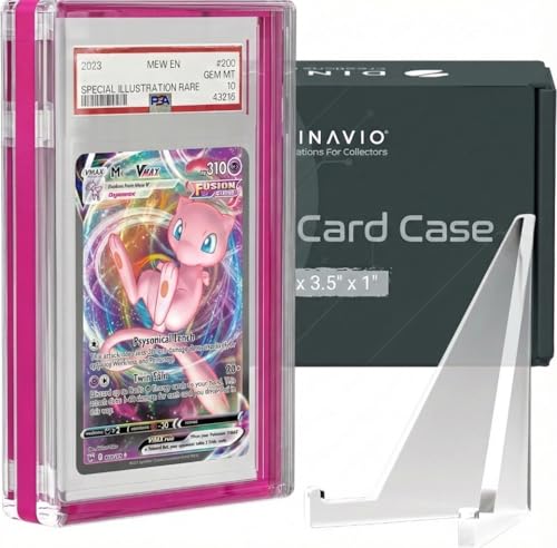 PSA Graded Card Display Acrylic Case for Standard PSA and CGC Slabs - Slab Case - PSA Card Case - Graded Card Display Case - Updated Dimensions - Stand Included (Pink) - color: Pink