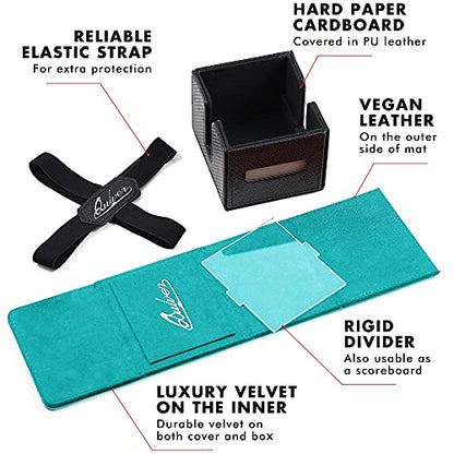 Quiver Time Teal Citadel Deck Block for Magic: the Gathering Cards - TCG 100+ Premium Commander Deck Box, MTG Deck Box for Cards, Dice & Tokens, Custom Divider, Magnetic Closure - color: Teal
