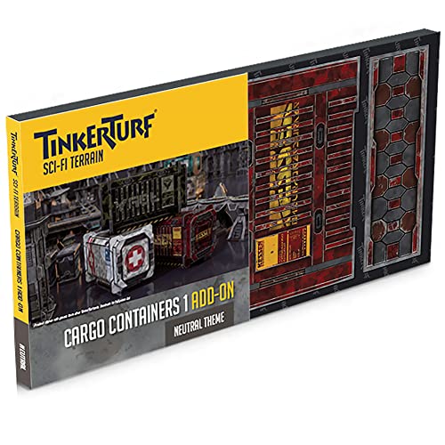 TinkerTurf Sci-Fi Terrain: Cargo Containers 1 Add-On, 3 Containers Included, Neutral Theme, Modeular Design, Easy Storage, Virtually Limitless Setups - style: Series 1 - Neutral